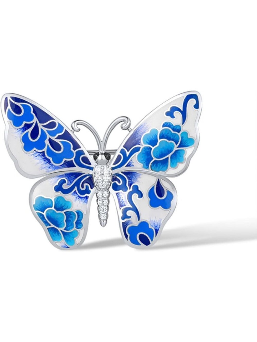 Elegant 925 Sterling Silver Enamel Brooch Pin for Women - Chic Accessory